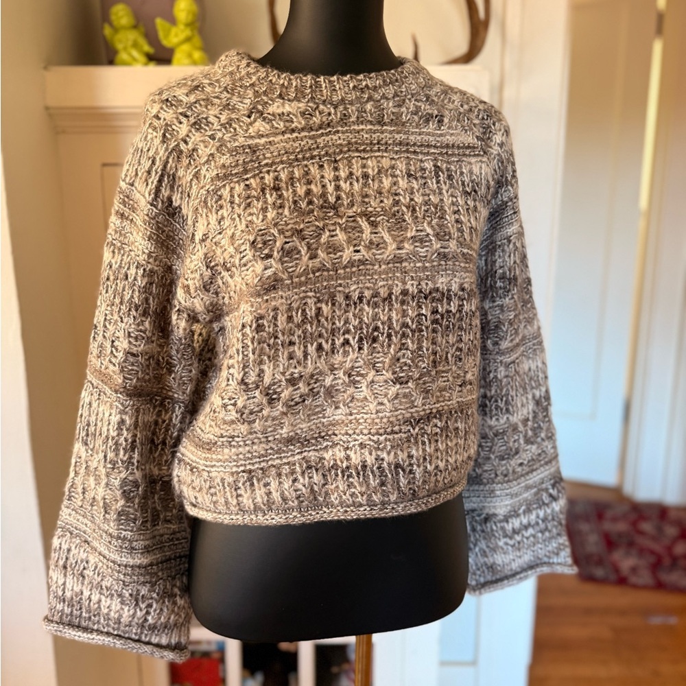 Chunky Knit Sweater in Gray and Cream